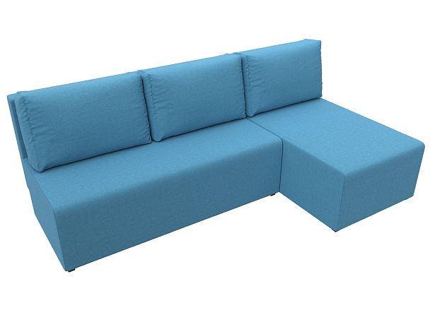 Диван угловой Поло правый угол Рогожка голубой - Вид 5