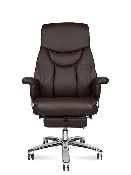 Кресло Парламент / (brown) сталь + хром / темно-коричневая кожа - Вид 2