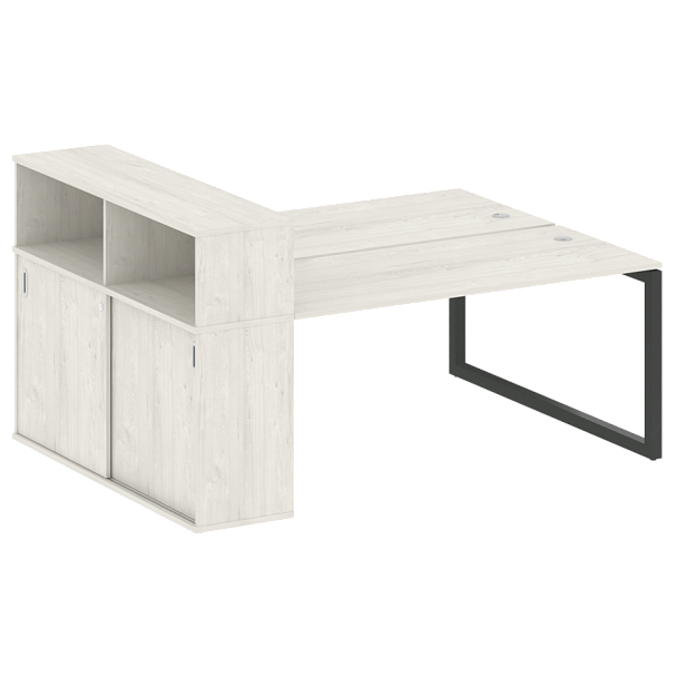 Metal System Quattro Р. ст. с шкафом-купе на О-образном м/к 50БО.РС-СШК-2.4 Т Дуб наварра/Антрацит металл 2010*1475*1098 - Вид 1