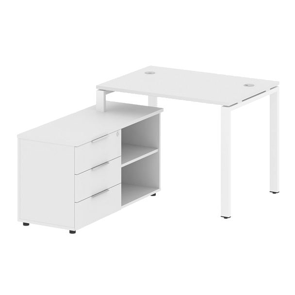 Metal System Р. ст. с тумбой на П-образном м/к БП.РС-СТС-2.1 (L) Белый/Белый металл 1100*1520*750 - Вид 1