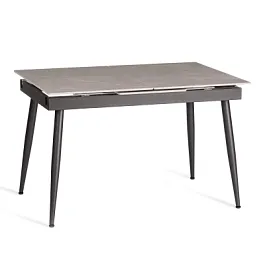 Стол обеденный Балморал/Balmoral 120-160x80x75см, столешница керамика (матовая)/опоры металл, серый/чёрный - Фото предпросмотра