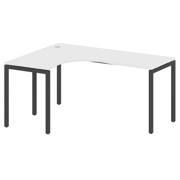 Metal System Quattro Стол криволинейный левый на П-образном м/к 40БП.СА-4 (L) Белый/Антрацит металл 1600*1200*750 - Вид 1