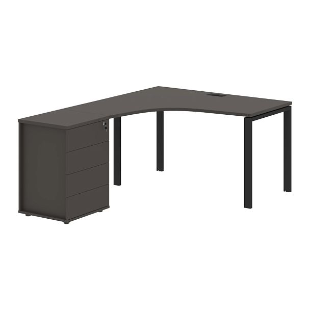 Стол эргономичный с тумбой EUCET 1318(L) Мокко/Черный 1360х1880х750 EDIS - Вид 1