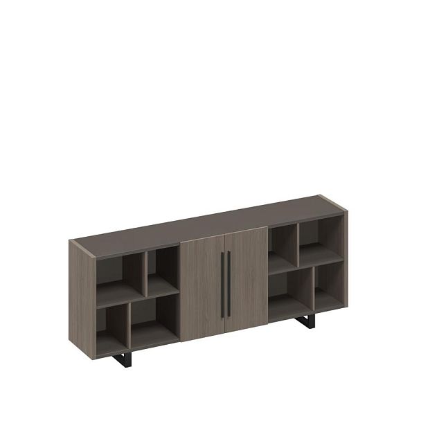 Шкаф низкий полузакрытый греденция с деревянными дверями U.RUS РС 332 ДЧ/ЛС дуб виченца/лава серая - Вид 1