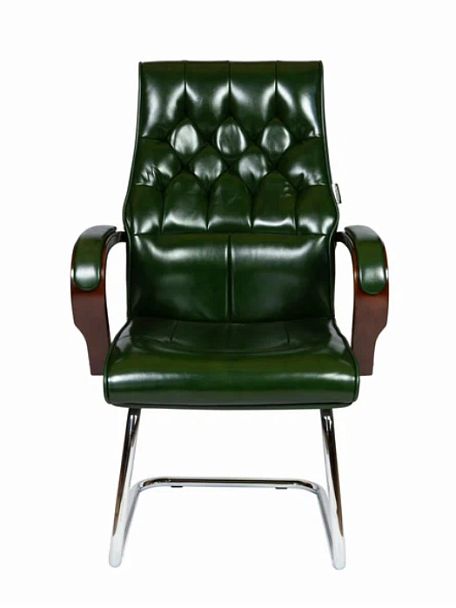 Кресло офисное Боттичелли CF / дерево / зеленая глянцевая кожа - Вид 2