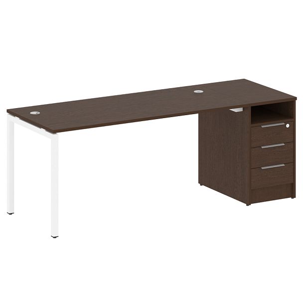 Metal System Quattro Р. ст. с тумбой на П-образном м/к 40БП.РС-СТП-1.4 Венге/Белый металл 2012*720*750 - Вид 1