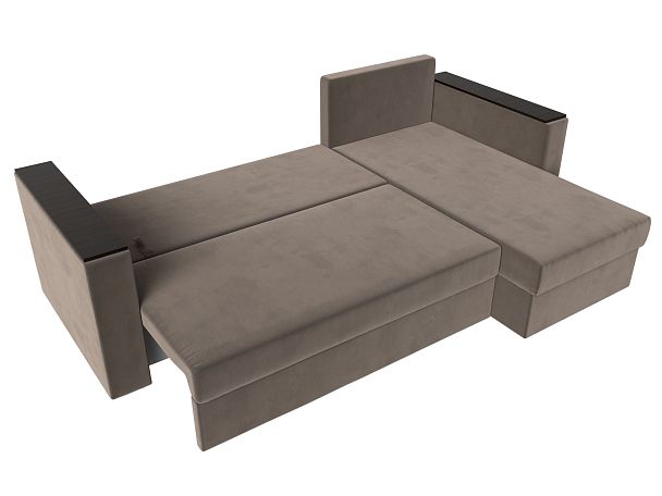 Угловой диван Атланта Лайт Б/С правый (полностью велюр коричневый) - Вид 9