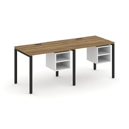 Concept Рабочая станция односторонняя с подвес. тумбами 2 места CN.ORS-105 Сандал Янтарный/Белый Бриллиант/Металл Черный 1960*720*750 - Фото предпросмотра