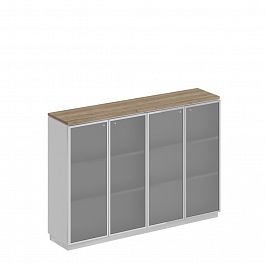 Шкаф средний City СИ 321 дуб гладстоун светлый (столешница, фасад, топ) / белый премиум (корпус) - Фото предпросмотра