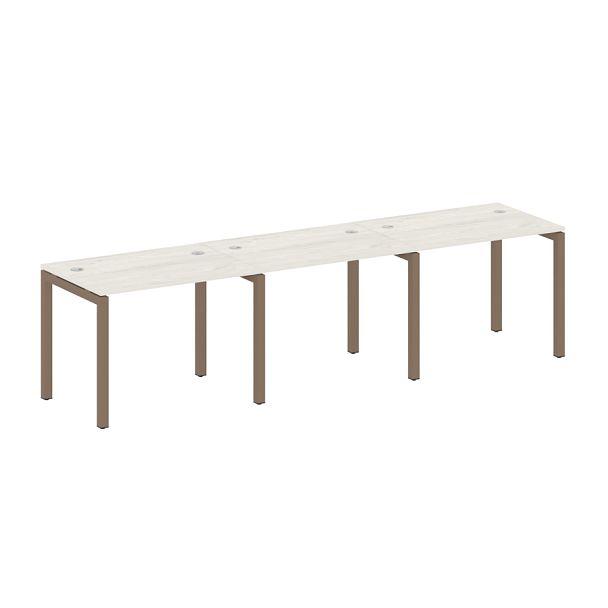 Metal System Quattro Р. ст. на 3 раб. места на П-образном м/к 50БП.СМ-3.1 Дуб наварра/Мокко металл 3000*720*750 - Вид 1