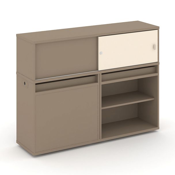 Estetica Набор №13. Тумба двойная+низкая надставка ES.NB.2N-13 Латте/Сатин 1500*410*1135 - Вид 1