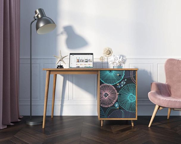 Стол рабочий Berber принт 32 с одной тумбой арт BB31/Print_32 - Вид 5