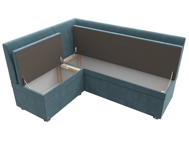 Кухонный угловой диван Уют левый (полностью Велюр бирюзовый) - Вид 7