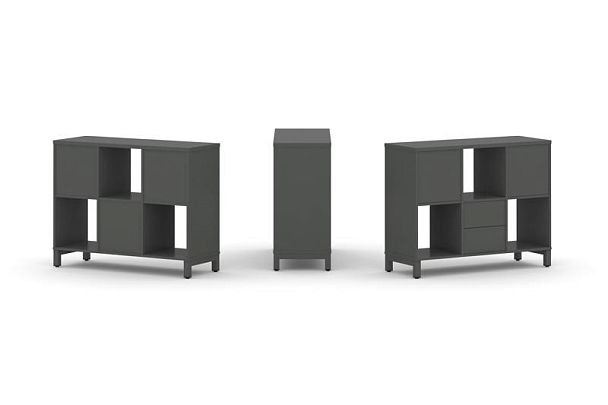 Стайл Проджект Набор стеллажа 1 сторон., 2 яр. SN.NS-231 Антрацит/Металл Антрацит 1121*400*881 - Вид 1