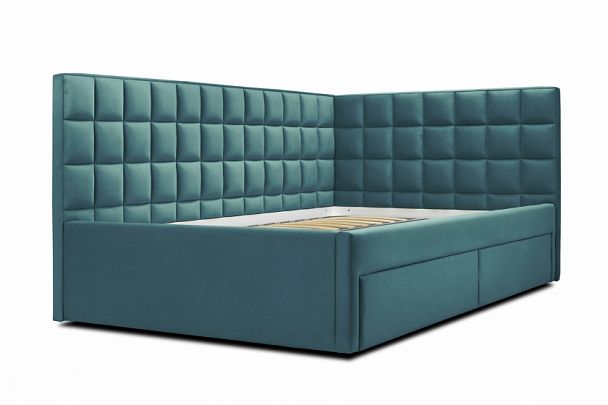 Кровать «Юник» с ящиками 1200, зеленая - Вид 1