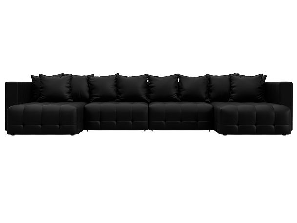 Диван П-образный Лига-052 НПБ Лонг Экокожа черный - Вид 2