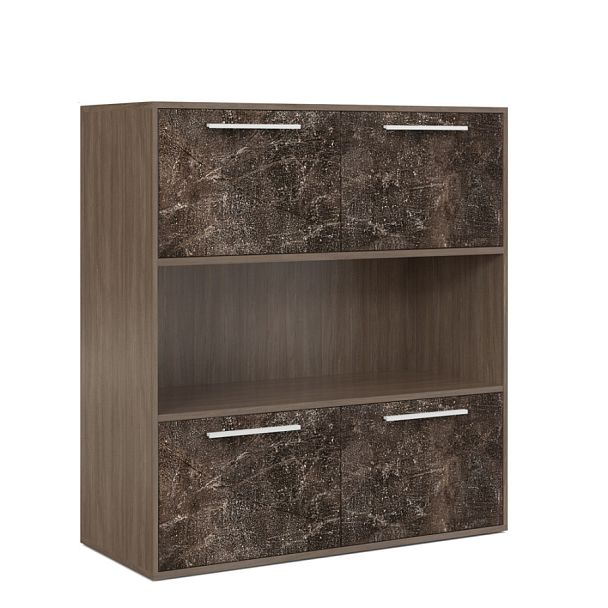 Шкаф средний с горизонтальной нишей B-tone 106,4x45x115 дуб урбан бетон темный - Вид 1