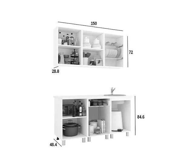 Кухня 1,5м белый глянец/блёстки сирень - Вид 2