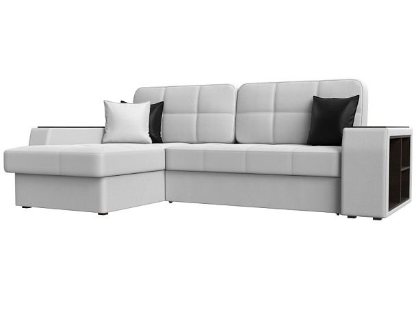 Угловой диван Брюссель левый (полностью экокожа белая) - Вид 1