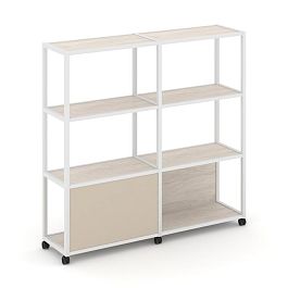 Shelf Mobile Стеллаж 4 уровня 2 секции VR.LT-STK-413.06 Денвер Светлый/Металл Белый/W-04 1170*400*1523 - Фото предпросмотра