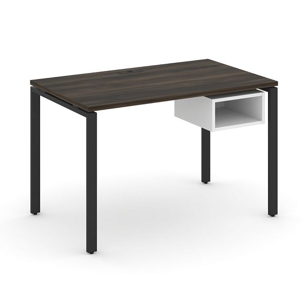 Concept Стол рабочий с подвесной тумбой с 1 открытой нишей CN.SP-102 Дуб Мали/Белый Бриллиант/Металл Черный 1180*720*750 - Вид 1