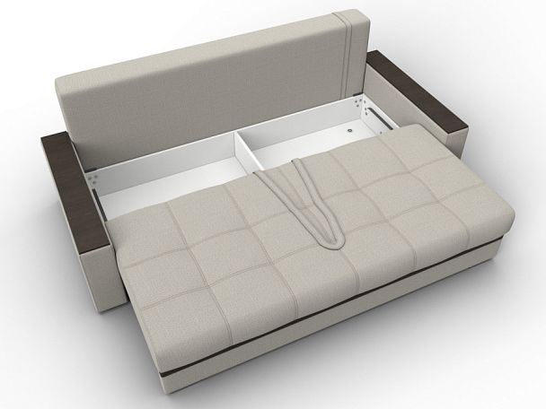 Диван прямой с декором Лига-096 НПБ Рогожка;Экокожа бежевый - Вид 7