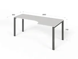 UNITY РМСУ9-18R БЕЛЫЙ Стол на металлокаркасе угловой правый 1800х900х750 - Фото предпросмотра