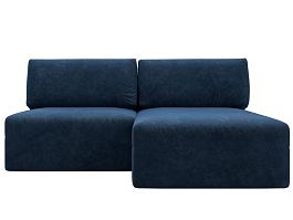 Диван угловой модульный Лига-060 НПБ угол универсальный Велюр синий - Фото предпросмотра