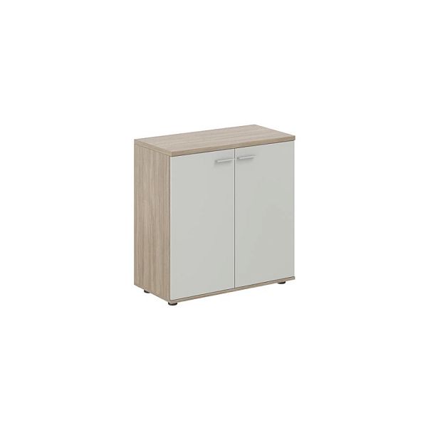 Шкаф низкий 800х400х825, 2-х дв., з.ст HDF / корпус: дуб темный; фасады: серый бархат Сигма / Sigma - Вид 1
