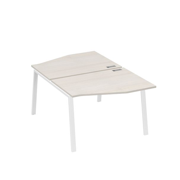 Рабочая станция со столами Техно на металлокаркасе TRE (2х120) A4 А4 Б3 189  БП дуб / металлокаркас белый - Вид 1