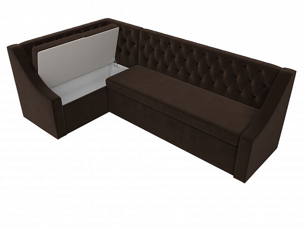 Кухонный угловой диван Мерлин левый (полностью микровельвет коричневый) - Вид 7