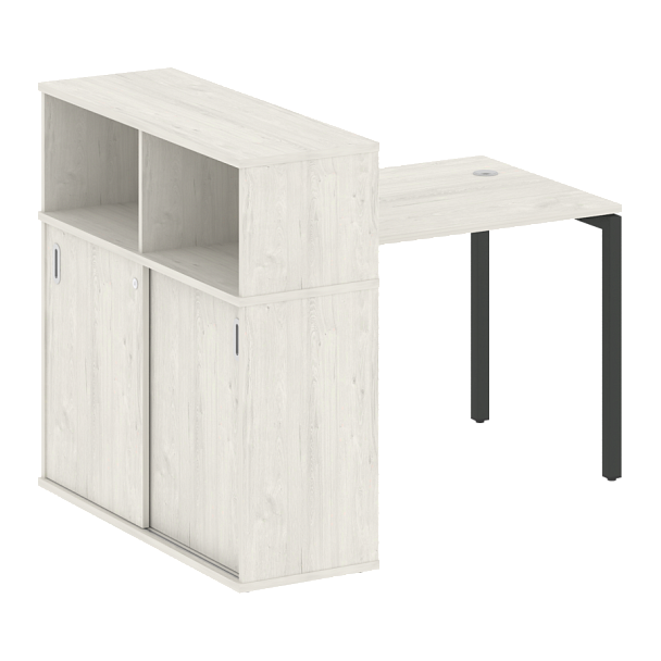 Metal System Quattro Стол письменный с шкафом-купе на П-образном м/к 40БП.РС-СШК-3.1 Т Дуб наварра/Антрацит металл 1410*1120*1098 - Вид 1