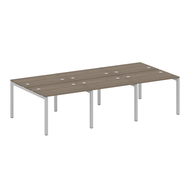 Metal System Quattro Р. ст. на 6 раб. места на П-образном м/к 50БП.СМ-6.1 Вяз/Серый металл 3000*1475*750 - Вид 1