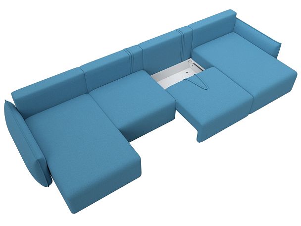 Диван П-образный Лига-051 НПБ Лонг Рогожка голубой - Вид 7