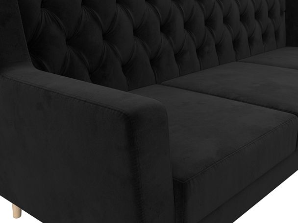 Прямой диван Брайтон 3 Люкс (полностью велюр черный) - Вид 4