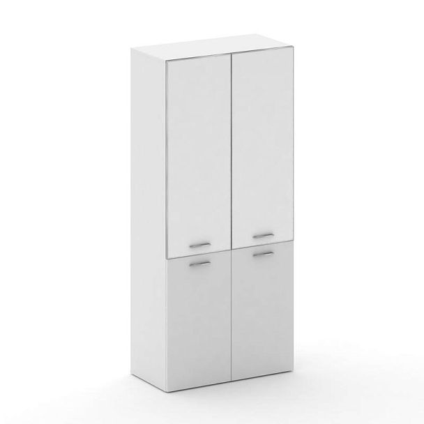 Fresco Шкаф широкий высокий FRU.ST-101 white Белый Бриллиант UM/Лакобель Белый/Хром 896*460*2000 - Вид 1