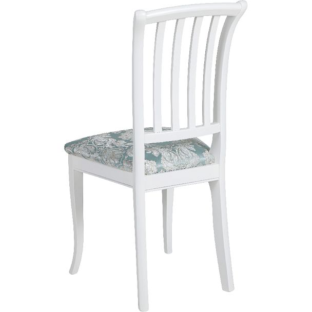 Стул деревянный с мягким сиденьем Бэль Белая эмаль/Бирюзовый жаккард - Вид 5