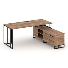 Rift Direct Стол руководителя на опорной тумбой RF.SRT-25 (R) Дуб Табак/Металл Черный 1780*1600*750 - Фото предпросмотра