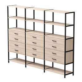 Набор стеллажных систем №10 Everprof EVO 2440x385x1840 Дуб Соната/Черный - Фото предпросмотра