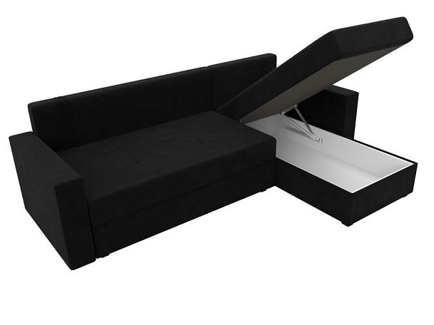 Диван угловой Верона Лайт угол правый (полностью вмикровельвет черный) - Вид 9