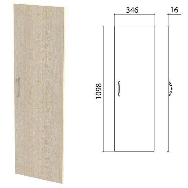 Дверь ЛДСП средняя "Канц" 346х16х1098 мм, цвет дуб молочный, ДК36.15 - Вид 2
