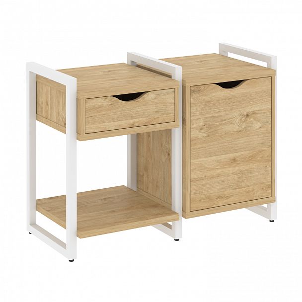 Тумба на опорах наборная "Loft" VR.L-TN-3.O тиквуд светлый/белый - Вид 1