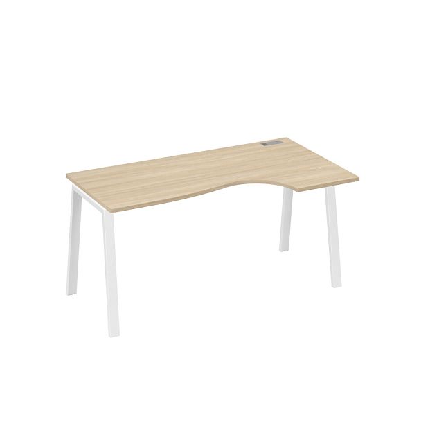 Стол эргономичный правый "Классика" на металлокаркасе TRE A4 А4 Б3 046 БП дуб скандинавский / металлокаркас белый - Вид 1