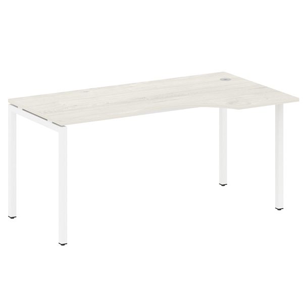 Metal System Quattro Стол криволинейный правый на П-образном м/к 40БП.СА-1 (R) Дуб наварра/Белый металл 1600*900*750 - Вид 1