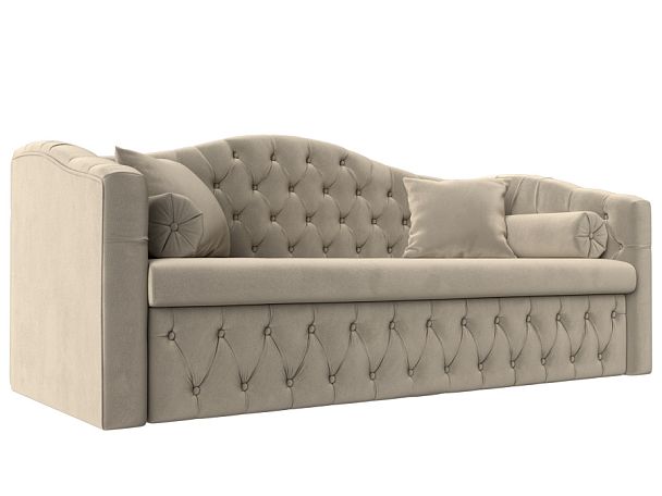 Прямой диван Мечта (полностью микровельвет бежевый) - Вид 1
