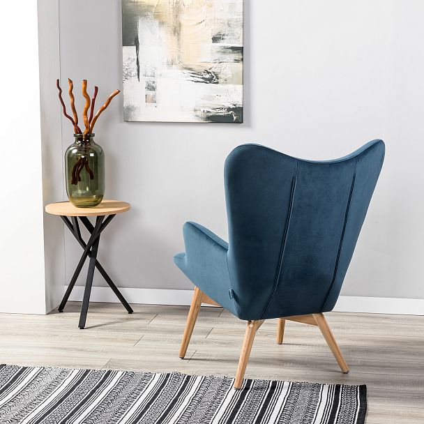 Кресло Хайбэк синий/нат.бук - Вид 11