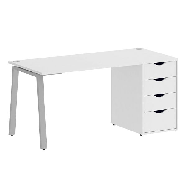 Home Office Стол письменный VR.SP-3-158.4.A Белый бриллиант/Серый металл 1580*720*750 - Вид 1