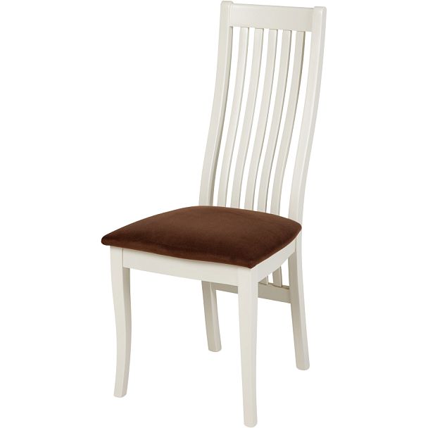 Комплект деревянных стульев с мягким сиденьем Альбен Слоновая кость/Коричневый велюр, 4 шт. - Вид 1