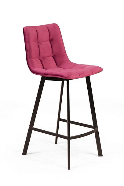 Стул барный UNO, бархат красный 16 new / чёрный профиль - Вид 1