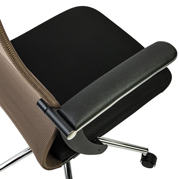 Кресло BRABIX PREMIUM "Ultimate EX-801" хром, плотная двойная сетка Х2, черное/коричневое, 532920 - Вид 8